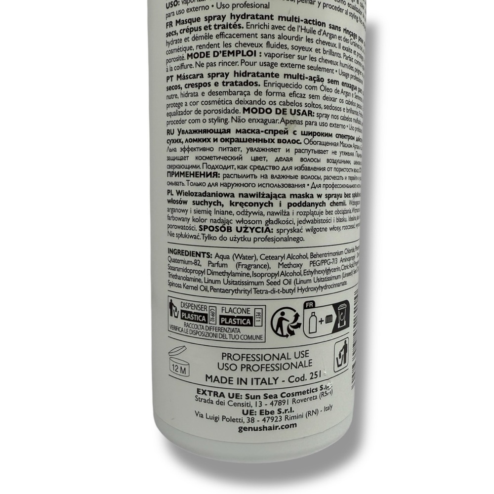 Genus Argan Hydrating Spray Hair Mask Leave-In For Dry, Frizzy Hair 6.76 fl oz - Picture 3 of 7